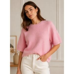 & Other Stories Alpaca Wool Sweater Pink Light Short Sleeve Knit NWT Size Small